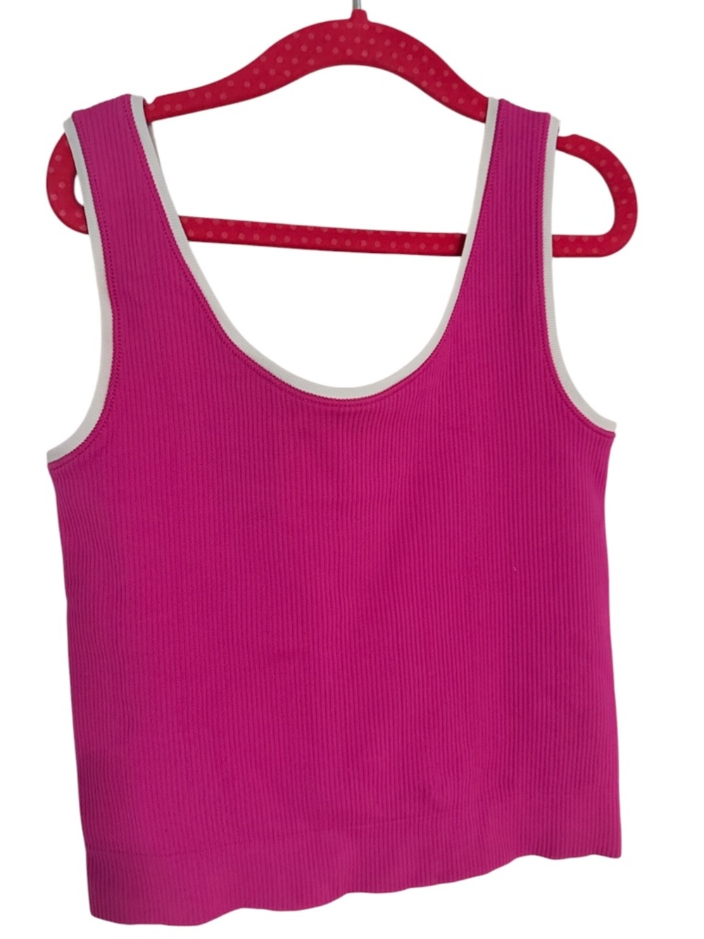 Athleta Girl Pink / White Scoop Neck Activewear Workout Sleeveless Tank Top 12/L